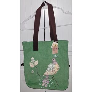 Duck Head Jeans Co Corduroy Tote Bag Green Bird Applique y2k  nwt